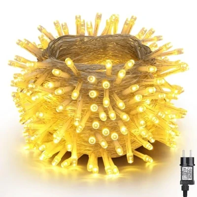 Immagine di NEXVIN Luci Albero di Natale Bianco Caldo 20M 200LED Catena Luminosa con 8 Modalità, Funzione Timer e Memoria, Collegabile, Natalizie da Esterno ed Interno, Cavo Trasparente