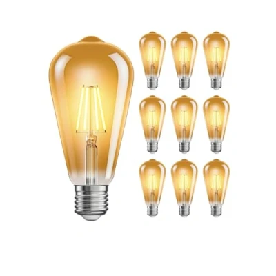 Immagine di ledscom.de 10 pezzi E27 Lampadina LED, ST64, bianco extra caldo (2200 K), 4 W, 489lm, colore oro