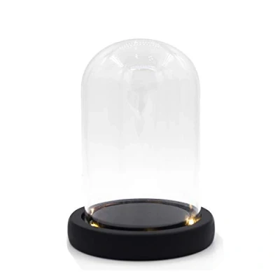 Immagine di Nynelly Campana di Vetro con Base in Nero, Cloche a Cupola Trasparente Luce, Espositore forma campana, vetro, decorazione cupola, 3.5&quot; D X 4.7&quot; H