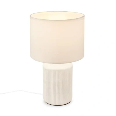 Immagine di BRILONER lampada da tavolo con paralume in tessuto, interruttore a cavo, base ceramica, lampada, comodino, 22x37,5 cm (DxH), bianco