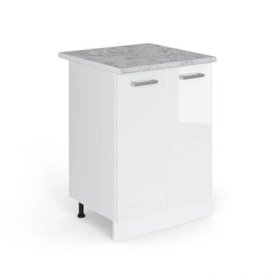 Immagine di Vicco Mobiletto base cucina R line, Bianco lucido/Bianco, 60 cm, PL Marmo