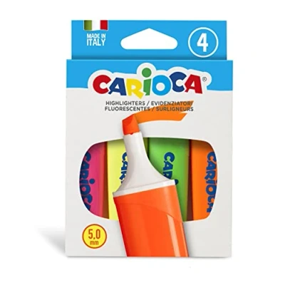 Immagine di Carioca memolight Confezione da 4 evidenziatori fluorescenti, Multicolore