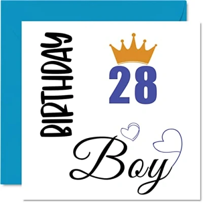 Immagine di Stuff4 Biglietto di auguri per il 28 compleanno da uomo, ragazzo, anni, figlio, fratello, zio, cugino, amico, nipote, 145 mm x mm, ventotto ventottesimo