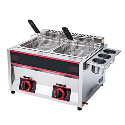 Immagine di Deep Fryer Friggitrice a Gas Professionale, 12L/18L Serbatoio in Acciaio Inox per Patatine di Pollo con Paletta cestello Ristorante Commerciale Cucina Domestica