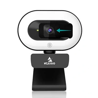Immagine di NexiGo StreamCam N930E, 1080P Streaming Webcam per PC con anello luce e copertura privacy, Microfono Stereo, Auto Focus, Plug and Play, Web Camera Zoom Meeting Skype Teams