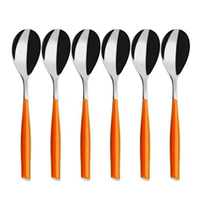 Immagine di BUGATTI, Glamour, Set 6 Cucchiaini da caffè in Acciaio Inox 18/10, Stampaggio PRO Tech System (Arancione)