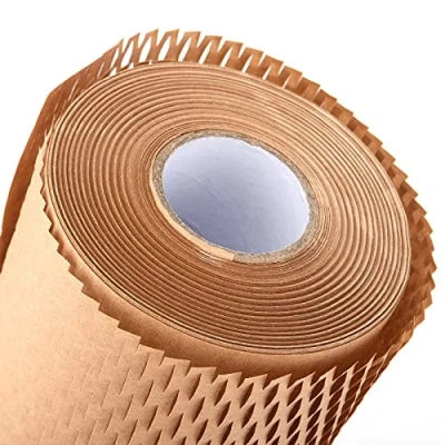 Immagine di JEUIHAU 50 m x 38 cm, rotolo di carta a nido d&#039;ape perforato, kraft per imballaggio, spedizione, trasloco, fragile, regalo