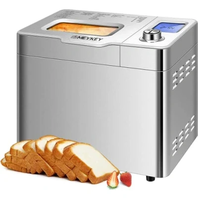 Immagine di COOCHEER Macchina per il pane, Pane Automatica, Acciaio Inossidabile, 13 Ore Predefinite e 25 Programmi, Controllo del Pulsante, a Temperatura Costante, 550W