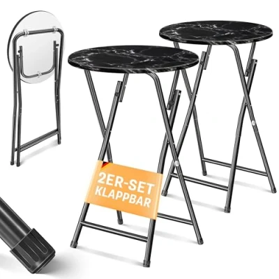 Immagine di KESSER Tavolo alto piastra in PVC, Pieghevole Resistente alle Intemperie, 60/110 cm, Antiscivolo, Ricevimento per Matrimoni, 4 Gambe con Rivestimento a Polvere, Set di 2 Nero