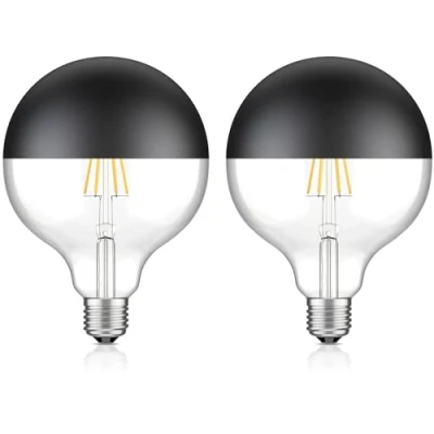 Immagine di ledscom.de 2 pezzi E27 lampadina LED, G125, bianco caldo (2700 K), 6,7 W, 660lm, specchio frontale (nero)