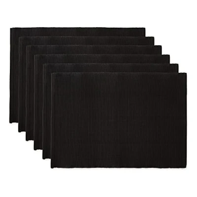 Immagine di DII Basic Everyday Set di tovagliette, 13 x 19, 100% cotone, a costine, 6 pezzi, colore: Nero
