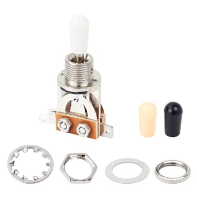 Immagine di Banworks Metric 3 way Toggle Switch Pickup Selettore Interruttore per Epiphone EPI LP Les Paul Style Chitarra JT/DWQ 01 Cromato con Punta Bianca