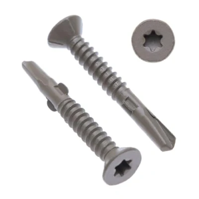 Immagine di Viti in Metallo da 6.3 mm Autofilettanti Torx a Testa Piatta Autoperforanti (100 Pezzi) con Protezione Anticorrosione C4 per Fissaggio di Lamiere Metalliche e Finestre DIN7504 P (6.3mm x 90mm)