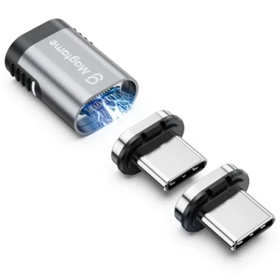 Immagine di Magtame adattatore magnetico USB C da 240 W, 40 Gbps, 1 dritto di tipo con 2 suggerimenti, 24 pin, ricarica veloce trasferimento dati 4 K 60 Hz per 3/4 MacOS Pro/Air Laptop Tablet e