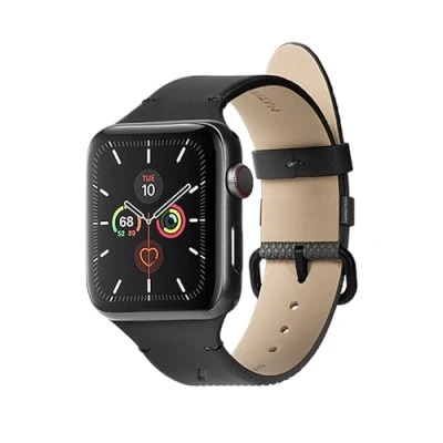 Immagine di Native Union Cinturino (Re) Classic per Apple Watch 42/44/45/mm Materiali di origine vegetale Hardware in acciaio inossidabile con supporto morbido (Nero)