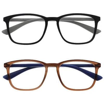Immagine di OPULIZE Max Occhiali da Lettura Confezione 2 Montatura Classica Rettangolare Grande Marrone Nero Opaco Uomo Donna Unisex RR78 12 +3.50