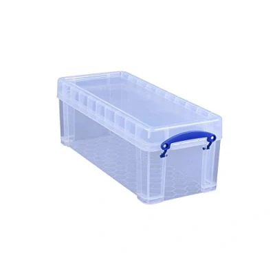 Immagine di Really Useful Box 3 contenitori trasparenti da 6,5 litri per l&#039;organizzazione a casa e in ufficio con coperchio sicuro maniglie di chiusura clip