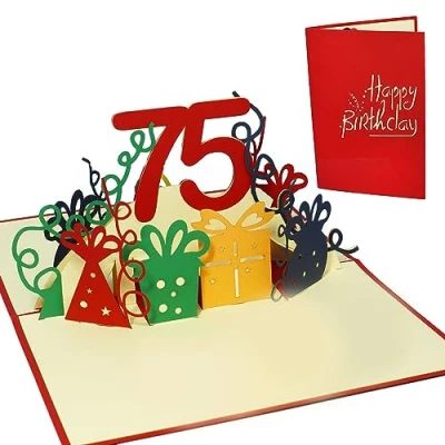 Immagine di LIN Pop Up 3D Biglietto di auguri per un 75 compleanno, Happy Birthday (#231)