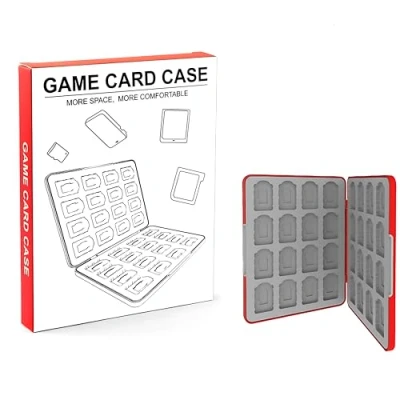 Immagine di custodia per schede di gioco Nintendo Switch 32 slot e Micro SD, resistente portatile, magnetica in silicone, compatibile con Switch/Switch OLED/Lite (Rosso)
