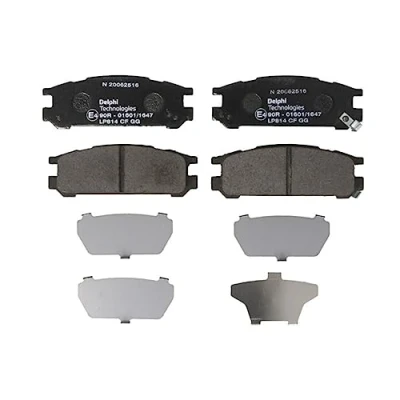 Immagine di DELPHI LP814 Kit pastiglie freno con segnalatore acustico usura lamierino anticigolío accessori SUBARU: Legacy 4, Impreza I Sedan, Forester II