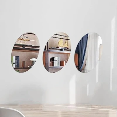 Immagine di XZJMY Confezione da 3 specchi autoadesivi in acrilico, 20x30 cm, piastrelle a specchio non vetro, piccolo senza cornice, decorazione parete per la casa