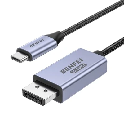 Immagine di BENFEI cavo 1.8M bidirezionale da USB C a DisplayPort 1.4, supporto 8K@60Hz 4K@240Hz (cavo Thunderbolt 4 DisplayPort, C) Grigio Non per monitor portatili
