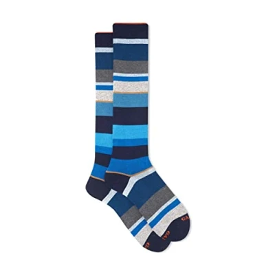 Immagine di Gallo Calze Lunghe Uomo Cotone E Cashmere Navy Righe Multicolor Macro