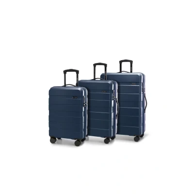Immagine di WITTCHEN KOMODO Line Set di valigie Valigia da viaggio Bagaglio rigido in ABS Lucchetto TSA Taglia (S+M+L) Blu scuro