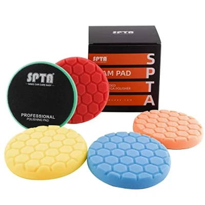 Immagine di SPTA Tampone di lucidatura, 5 Pezzi 125mm Hex Logic Tamponi Lucidatura per Kit Auto Spugne Cera Pad Set AXFLPS5PLUS
