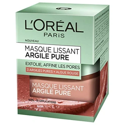 Immagine di L&#039;Oréal Paris Maschera per viso a base di argilla/alga rossa, con effetto lisciante ed esfoliante, 50 ml