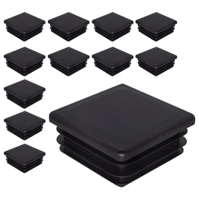 Immagine di SKIR&#039;CO tappi quadrati in plastica, 50 x mm, opachi, inserti per tubi quadrati, pali recinzioni, colore nero RAL 9005, 12 pezzi