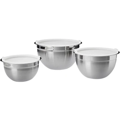 Immagine di Amazon Basics Set di 3 ciotole in Rotondo acciaio inox, 1,5 quarti