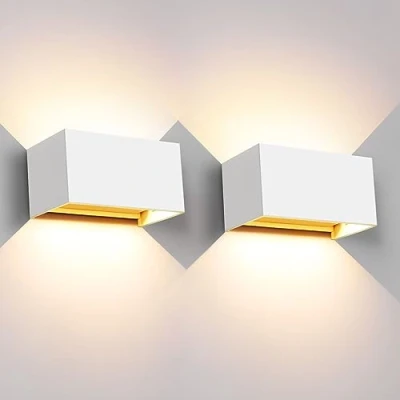 Immagine di Kingwei 2pezzi Applique da Parete Interno 20W 3000K Bianche Caldo 2000LM Esterno Nero Angolo del Fascio Regolabile IP65 Impermeabile