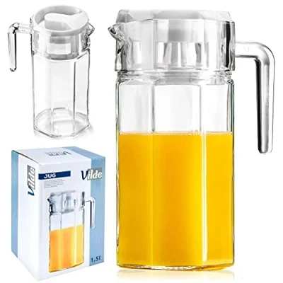 Immagine di VILDE caraffa in vetro con coperchio e beccuccio, 1,5 litri, coperchio, brocca per acqua, caraffa, tè,