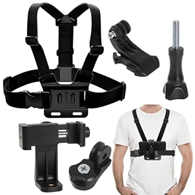 Immagine di Supporto per Cinturino Pettorale Cellulare, Cintura Petto Imbracatura Gancio Petto, Compatibile con GoPro Hero 7/6/5/4/3, Action Camera, Fotocamera