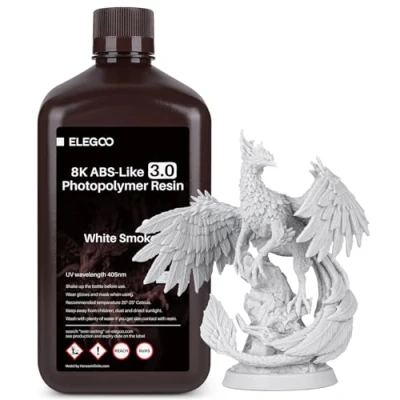 Immagine di ELEGOO Resina ABS Like 3.0, LCD UV Rapida Alta Precisione, Non Brittle, Migliorata Forza e Durezza per LCD/DLP Stampante 3D Fotopolimerica, Fumo Bianco 2000G