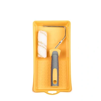 Immagine di HARDY WORKING TOOLS Rullo di vernice Set, Rotolo vernice, vasca e rulli colorati poliestere, Altezza del pelo 12mm, Lunghezza 10cm, Diametro 15mm, bianco giallo grigio, A0180 530000