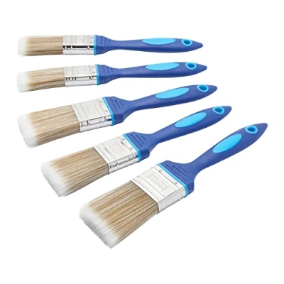 Immagine di Fit for the Job Set di pennelli fai da te 5 pezzi per una finitura liscia con vernici a emulsione, lucide e satinate cont. 2 spazzole 1&quot;, 1,5&quot;, 1 spazzola 2&quot;.
