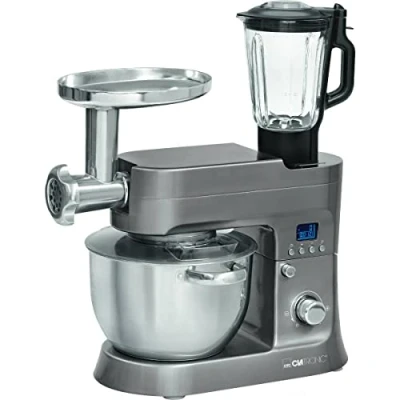 Immagine di Clatronic KM 3674 263811 Impastatrice da cucina 4 in 1, display LCD, 1200 W, titanio
