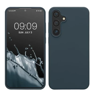 Immagine di kwmobile Cover per Samsung Galaxy S24 Plus Custodia Back Case Caricatore Wireless Antiurto e Flessibile in Silicone TPU ardesia scuro
