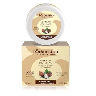 Immagine di L&#039;Erboristica Athena&#039;s Burro di Karité Puro Nutriente e Protettivo Viso Mani Corpo Privo Acqua con Vitamina per Pelle Secca Sensibile 100 ml