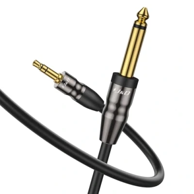 Immagine di J&amp;D Cavo da 6,35 mm Pollice TS a 3,5 TRS, Guscio in Rame Impieghi Gravosi 1/4 di Maschio 1/8 Mono Interconnect Adattatore Stereo Aux Jack, 3 Meter