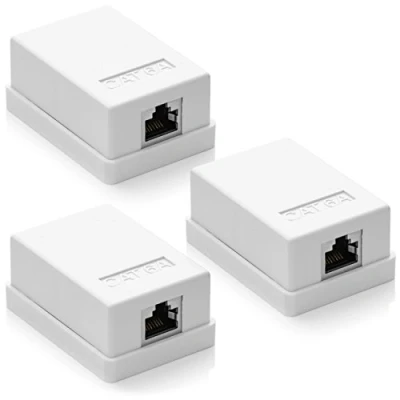 Immagine di deleyCON 3x Presa Rete CAT 6a 1x Connessioni di RJ45 FTP Protetto Montaggio Semplice 10 Gbit Ethernet LAN Cavi Patch Bianco