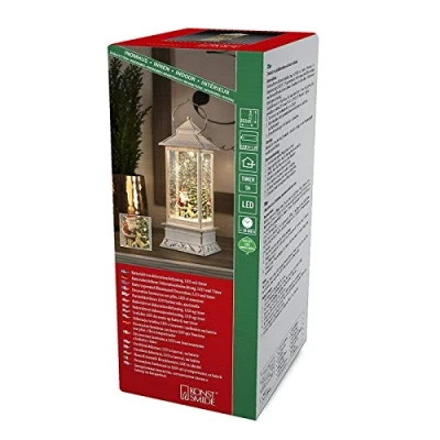 Immagine di Konstsmide 4364 200 Lanterna a LED Babbo Natale con cane Bianco caldo (monocolore) neve, riempito acqua, interruttore