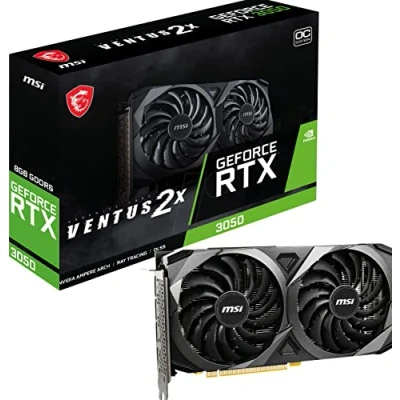 Immagine di MSI GeForce RTX 3050 VENTUS 2X 8G OC Scheda video gaming 8GB GDDR6X, 1807 MHz, PCI Express Gen 4 x8, 128 bit, 3x DP v1.4a, HDMI 2.1 (Supporta 4K)