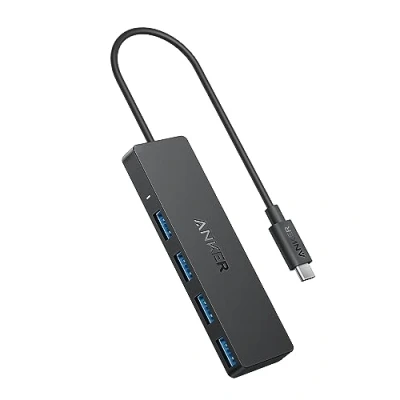 Immagine di Anker Hub USB C, Adattore con 4 porte 3.0, OTG ultrasottile da 5 Gbps, Cavo 20 cm, per MacBook, Mac Pro, mini, iMac, Surface XPS, PC, unità flash, HDD mobile (ricarica non supportata)