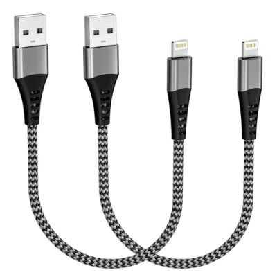 Immagine di Cavo iPhone 0.3M 2 Pezzi [Certificato MFi], Caricatore USB Lightning Nylon Cavetto Filo Cavi Ricarica per Apple 14 13 12 11 Pro Max XS 8 7 6 iPad