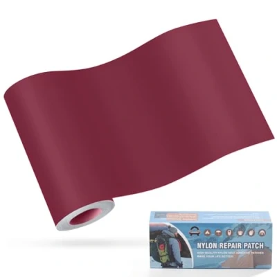Immagine di Toppe autoadesive in nylon, 10x160cm OAZ autoadesive, impermeabile, toppa di riparazione per tende, piumino, sacco a pelo, Rosso vino