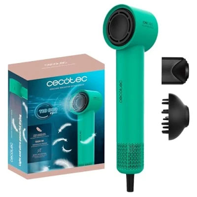 Immagine di Cecotec Asciugacapelli Ionicare Rockstar Style Green. Compatto E Leggero 1500W Con Motore Brushless, 110.000 Rpm, Generatore Di Ioni, Impostazioni Temperatura Velocità, Design Portatile