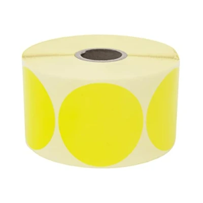 Immagine di Prolac Punti di marcatura 1000 pezzi adesivi colorati su rotolo, 25 x mm giallo, Glue Dots, rotondi perfetti per etichettare in ufficio,